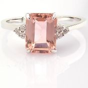 Certificated 14K White Gold Diamond & Morganite Ring