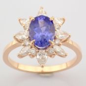 IDL Certificated 14K Rose/Pink Gold Pear Diamond & Diamond Ring (Total 1.84 ct Stone)