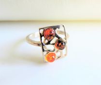 Artisan Hand Made Sterling Silver Baltic Amber Ring