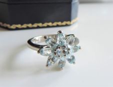 Sterling Silver 1.8 ct Marquise Topaz Ring New with Gift Pouch