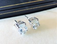 Sterling Silver 1.3ct Aquamarine Stud Earrings New with Gift Pouch