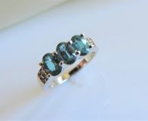 Sterling Silver 1.6ct Topaz Ring New with Gift Pouch