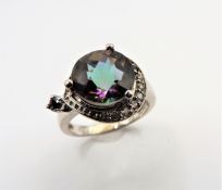 Sterling Silver 5.75ct Mystic Topaz Ring New with Gift Pouch