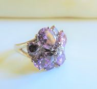Sterling Silver Amethyst Cluster Ring New with Gift Pouch