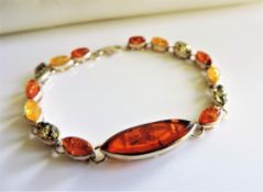 Sterling Silver Baltic Amber Bracelet New with Gift Box.