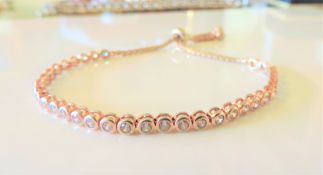 Rose Gold Silver 6ct Topaz Friendship Tennis Bracelet New with Gift Box
