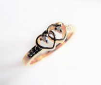Gold on Silver Diamond Ring New with Gift Pouch