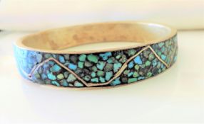 Vintage British India Artisan Turquoise Bangle Circa 1940's