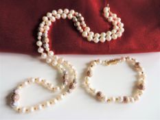 Cultured Pearl Necklace and Bracelet Set with Gift Pouch