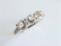Sterling Silver Pink and White Tourmaline Ring New with Gift Pouch