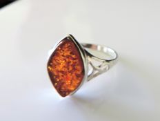 Baltic Amber Ring in Sterling Silver