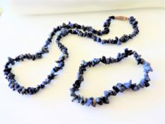 Vintage Semi Precious Blue Stone Necklace and Bracelet Set