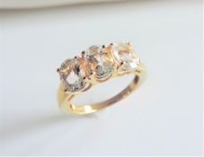 Gold on Silver 3ct White Sapphire Ring New with Gift Box