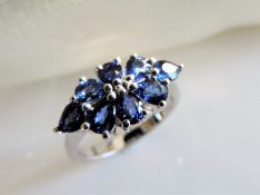 Sterling Silver 2.4ct Blue Sapphire Ring New with Gift Box.