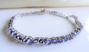 Sterling Silver 11ct Tanzanite Bracelet New with Gift Box