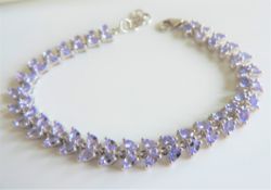 Sterling Silver 18Ct Pear Cut Tanzanite Bracelet New with Gift Box