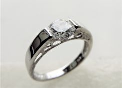 Sterling Silver 0.9ct White Zircon Solitaire Ring New with Gift Pouch