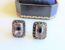 Art Deco Style 3.2 carat Amethyst Earrings New with Gift Pouch