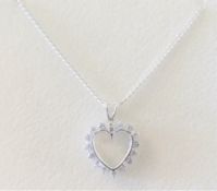 Sterling Silver White Zircon Pendant Necklace New with Gift Pouch