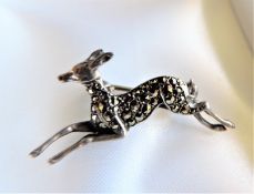 Antique Sterling Silver Marcasite Brooch 'Fawn'