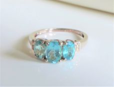 Sterling Silver 1.64 ct Topaz Gemstone Ring New with Gift Pouch.