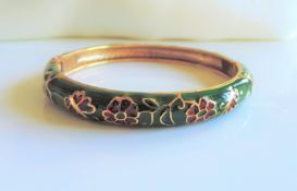 Vintage Hinged Cloisonne Bangle
