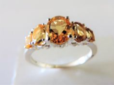 Sterling Silver 2ct Citrine Ring New with Gift Pouch