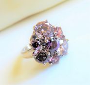 Sterling Silver Pink and White Zircon Ring New with Gift Pouch