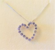 Tanzanite Heart Pendant Necklace New with Gift Pouch