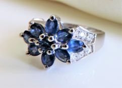 Sterling Silver 2.9ct Blue Sapphire Ring New with Gift Box