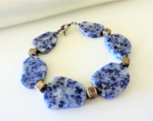 Vintage Natural Blue Semi Precious Gemstone Bracelet