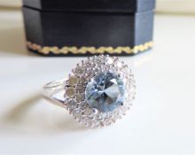 Sterling Silver Topaz Cluster Ring New with Gift Box