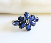 Sterling Silver 4.8ct Sapphire Ring New with Gift Box