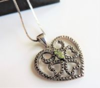 Sterling Silver Peridot & Marcasite Necklace