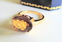 Gold on Sterling Silver 6ct Citrine Ring New with Gift Box
