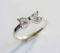 Sterling Silver Heart Gemstone Ring New with Gift Pouch