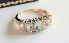 Gold on Sterling Silver 2ct Aquamarine Ring New with Gift Box