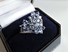 Sterling Silver Tanzanite & Topaz Ring New with Gift Box
