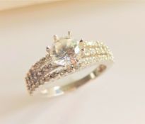 Sterling Silver White Zircon Ring New with Gift Pouch