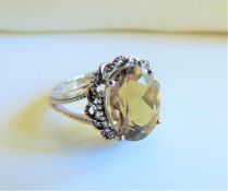 Sterling SIlver 6ct Citrine Ring New with Gift Box
