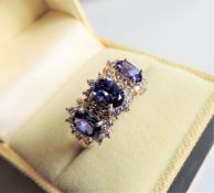 Sterling Silver Tanzanite Cluster Ring New with Gift Box.