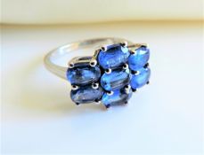 Sterling Silver 3.5ct Sapphire Ring New with Gift Box.