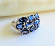 Sterling Silver 6ct Blue Sapphire Ring New with Gift Box.