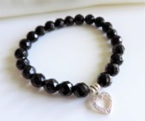 Black Jet Silver Charm Bracelet
