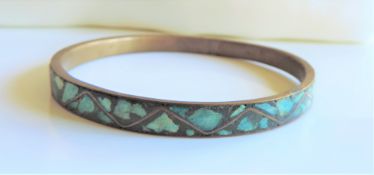 Vintage Turquoise Brass Bangle circa 1940's