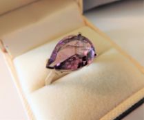 Sterling Silver Ring 5 ct Amethyst Ring New with Gift Pouch