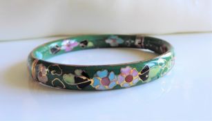 Vintage Hinged Cloisonne Bangle