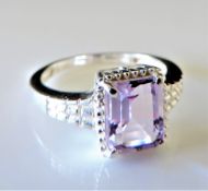 Sterling Silver 2.25ct Amethyst Ring New with Gift Pouch