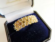Sterling Silver Yellow Citrine Cluster Ring New with Gift Pouch