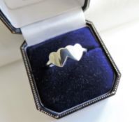 Vintage Sterling Silver Twin Heart Ring.